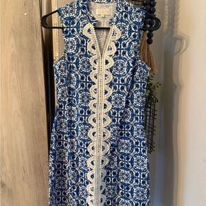 Mud Pie Blue and Cream Patterned dress